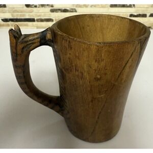Hand Carved Animal Wood Mug Kenya Safari Animal Decor 4 1/4 "H NWT